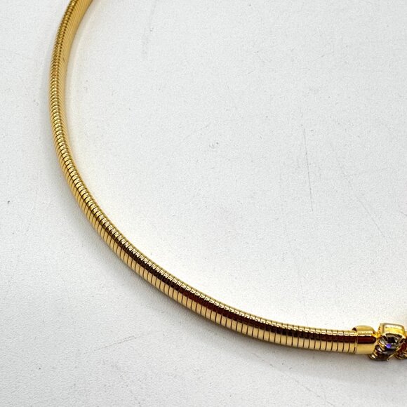 Vintage Gold Tone Metal Stretch Snake With Rhinestones Belt 29"-32" - Picture 3 of 4